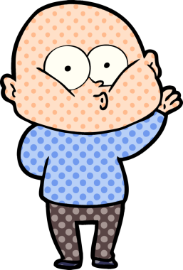 Bir insan tarafından çizilmiş kel bir adam.