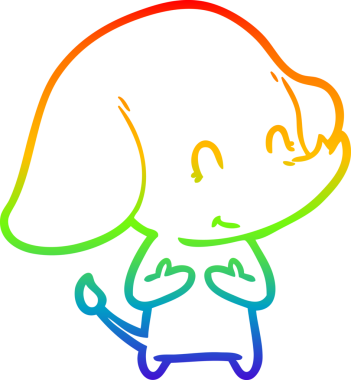 Gökkuşağı gradyan çizgisi bir insan tarafından çizilmiş şirin bir fil çizimi