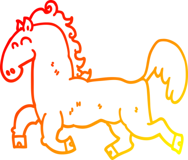 Bir insan tarafından çizilmiş çizgi film aygırının sıcak çizgi çizimi