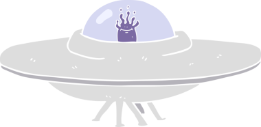 Bir insan tarafından çizilen uçan dairenin düz renk çizimi