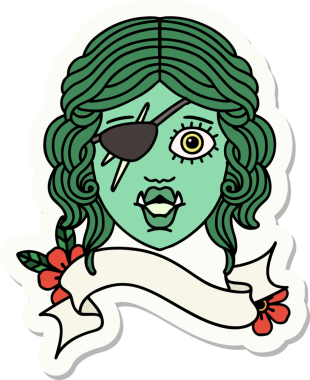 Bir insan tarafından çizilmiş bir Ork haydut karakterinin çıkartması