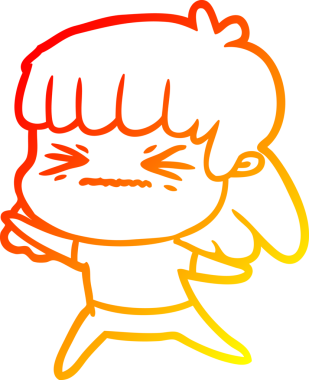 Bir insan tarafından çizilmiş kızgın bir kızın sıcak çizgi çizimi