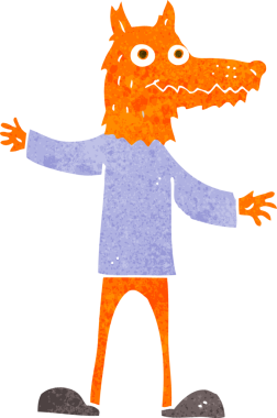 Bir insan tarafından çizilmiş tilki adam.