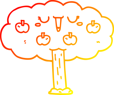 Bir insan tarafından çizilmiş bir elma ağacının sıcak gradyan çizimi