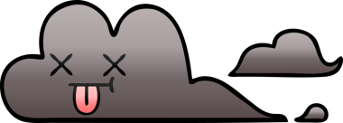 Bir insan tarafından çizilmiş bir fırtına bulutunun gölgelenmiş karikatürü