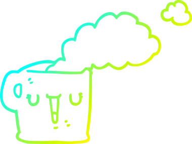 Bir insan tarafından çizilmiş bir fincan sıcak kahvenin soğuk gradyan çizimi