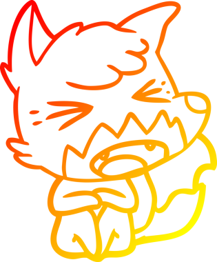 Bir insan tarafından çizilmiş kızgın bir tilkinin sıcak çizgi çizimi.