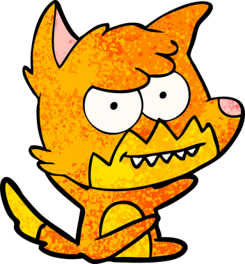 Bir insan tarafından çizilmiş tilki çizgi film karakteri