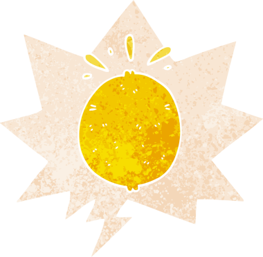 bir insan tarafından çizilmiş grunge dertli retro tarzı ile konuşma baloncuğu ile çizgi film limonu