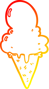 Bir insan tarafından çizilmiş çizgi film dondurmasının sıcak çizgi çizimi