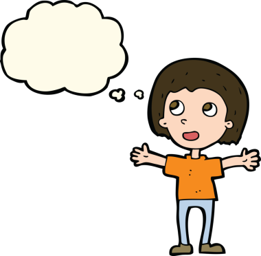 Bir insan tarafından çizilmiş düşünce baloncuğu olan mutlu bir insan çizgi filmi.