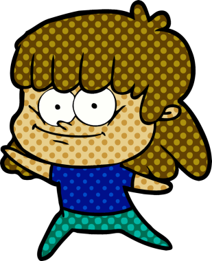 Bir insan tarafından çizilmiş gülümseyen bir kadın.