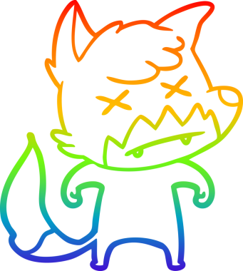 Gökkuşağı gradyan çizgi çizimi Bir insan tarafından çizilmiş ölü tilki