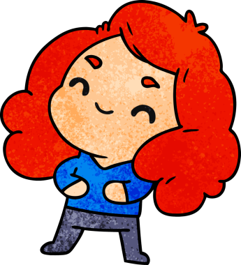 Bir insan tarafından çizilmiş sevimli bir kawai kızının desenli çizimi.