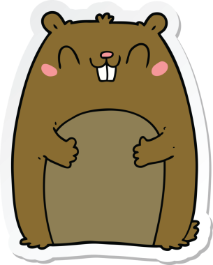 Bir insan tarafından çizilmiş mutlu sincap çıkartması.