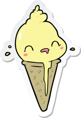 Bir insan tarafından çizilmiş şirin bir dondurma etiketi.