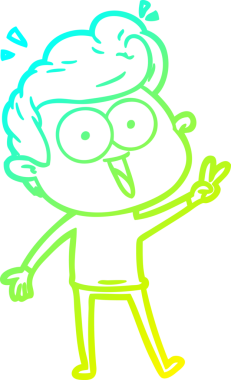 Bir insan tarafından çizilmiş soğuk çizgi çizgi film karakteri.