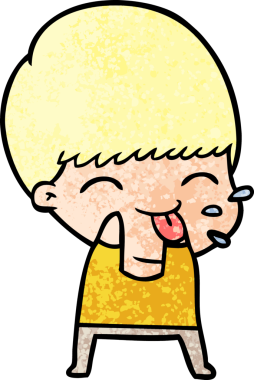 Bir insan tarafından çizilmiş ahududu üfleyen çizgi film çocuğu.