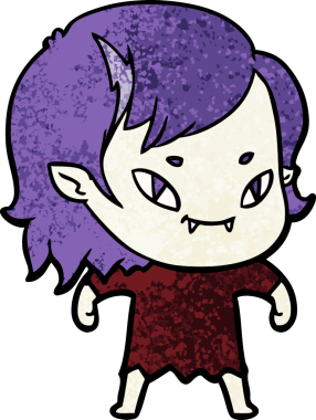 Bir insan tarafından çizilmiş çizgi film dostu vampir kız.