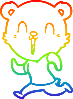 Gökkuşağı gradyanı çizimi mutlu bir çizgi film ayısının insan tarafından çizilmiş.