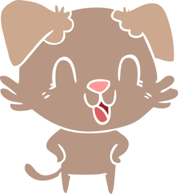 Bir insan tarafından çizilmiş düz renkli çizgi film köpeği.