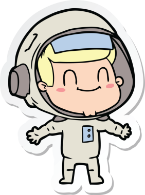 Bir insan tarafından çizilmiş mutlu bir astronotun çıkartması.