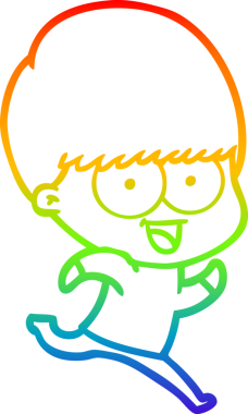 gökkuşağı gradyanı çizimi mutlu çizgi film çocuğu bir insan tarafından çizilmiş