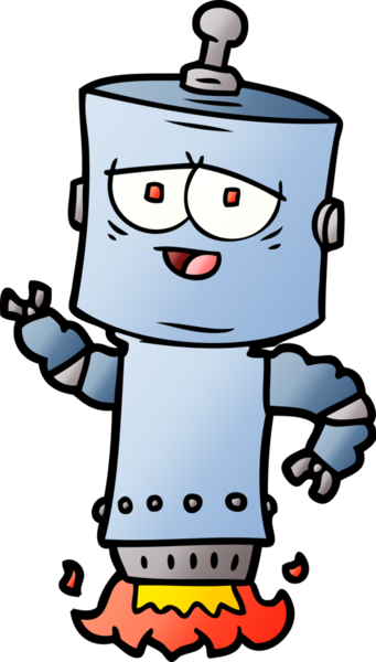 Bir insan tarafından çizilmiş çizgi film robotu