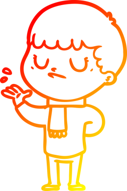 Bir insan tarafından çizilen huysuz bir çocuğun sıcak çizgi çizimi.