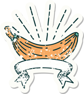 Bir insan tarafından çizilmiş eski bir muz dövmesi.