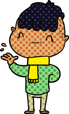 Bir insan tarafından çizilmiş çizgi film dostu çocuk.