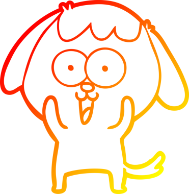 Bir insan tarafından çizilmiş sevimli bir köpeğin sıcak çizgi çizgisi.