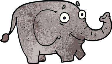 Bir insan tarafından çizilmiş komik bir fil.