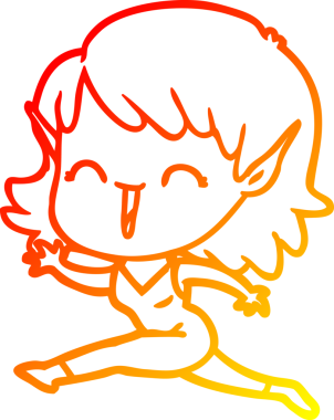 Bir insan tarafından çizilmiş çizgi film karakteri bir elf kızı çizimi