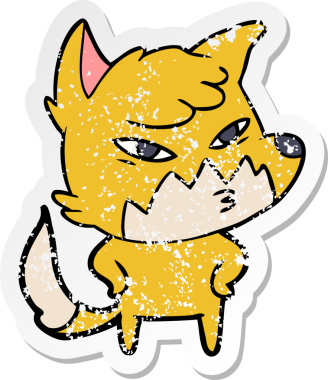 Bir insan tarafından çizilmiş zeki bir tilkinin sıkıntılı çıkartması.