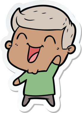 Bir insan tarafından çizilmiş bir karikatür adamın çıkartması.