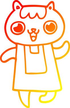 Bir insan tarafından çizilmiş çizgi film kedisinin sıcak çizgi çizimi