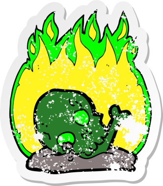 Bir insan tarafından çizilmiş eski kemikleri yakan bir karikatürün gerilimli yapıştırması.