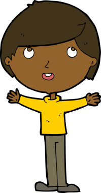 Bir insan tarafından çizilmiş mutlu çocuk çizgi filmi.