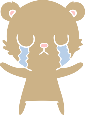 Bir insan tarafından çizilmiş düz renkli çizgi film ayısı.