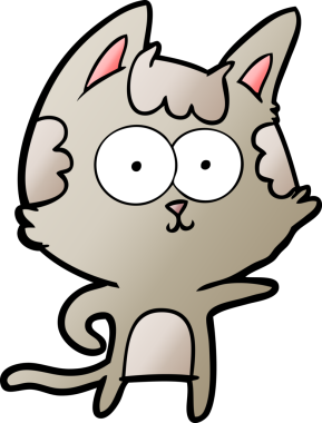 Bir insan tarafından çizilmiş mutlu çizgi film kedisi