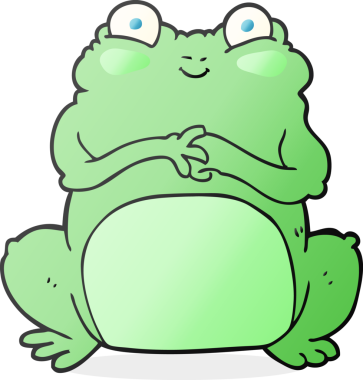 Bir insan tarafından çizilmiş serbest çizim komik kurbağa.