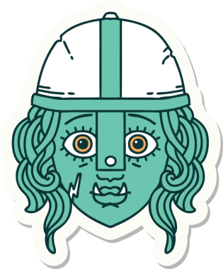 Bir insan tarafından çizilmiş Ork Savaşçısı karakterinin çıkartması.