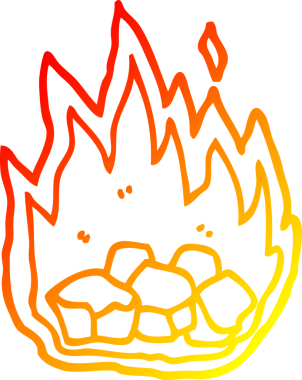 Bir insan tarafından çizilen yanan kömürlerin sıcak çizgi çizimi