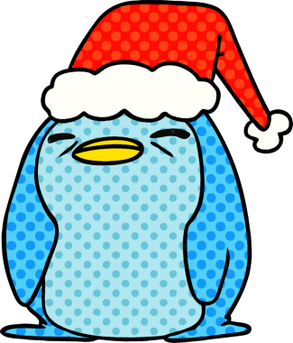 Bir insan tarafından çizilmiş kawaii pengueninin el çizimi karikatürü