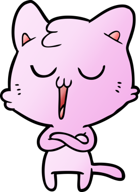 Bir insan tarafından çizilmiş çizgi film kedisi.