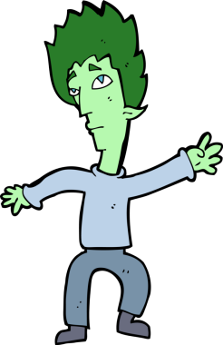 Bir insan tarafından çizilmiş vampir adam çizgi filmi.