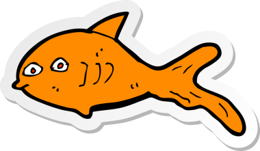 Bir insan tarafından çizilmiş karikatür balığının çıkartması.