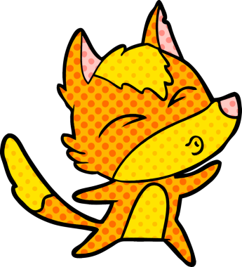 Bir insan tarafından çizilmiş tilki çizgi film karakteri