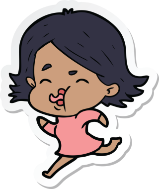 Bir insan tarafından çizilmiş bir karikatür kızının çıkartması.